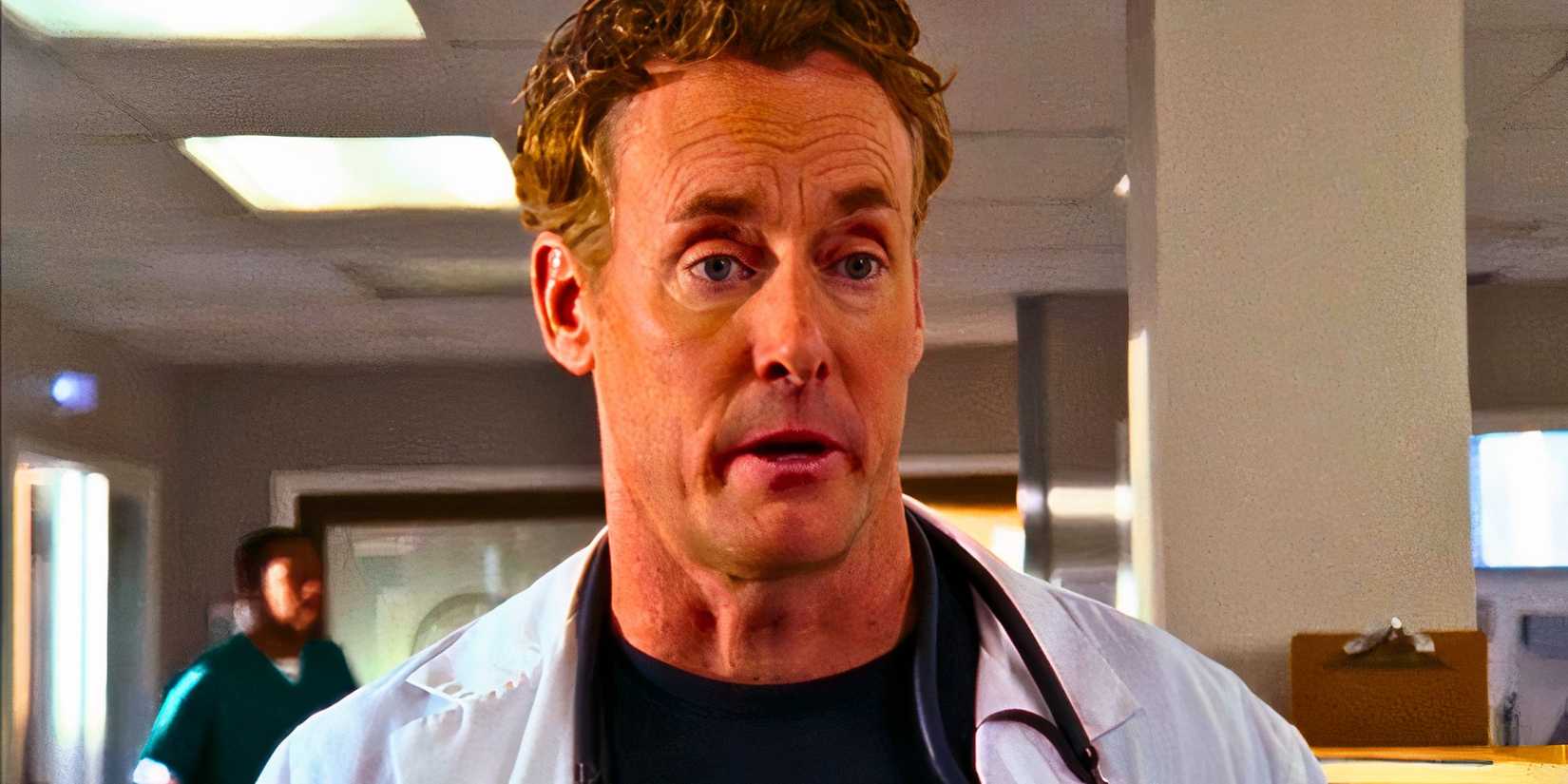 10 Original Scrubs Episodes That Have Aged Poorly 2 John C. McGinley looking mildly surprised as Dr. Cox in Scrubs