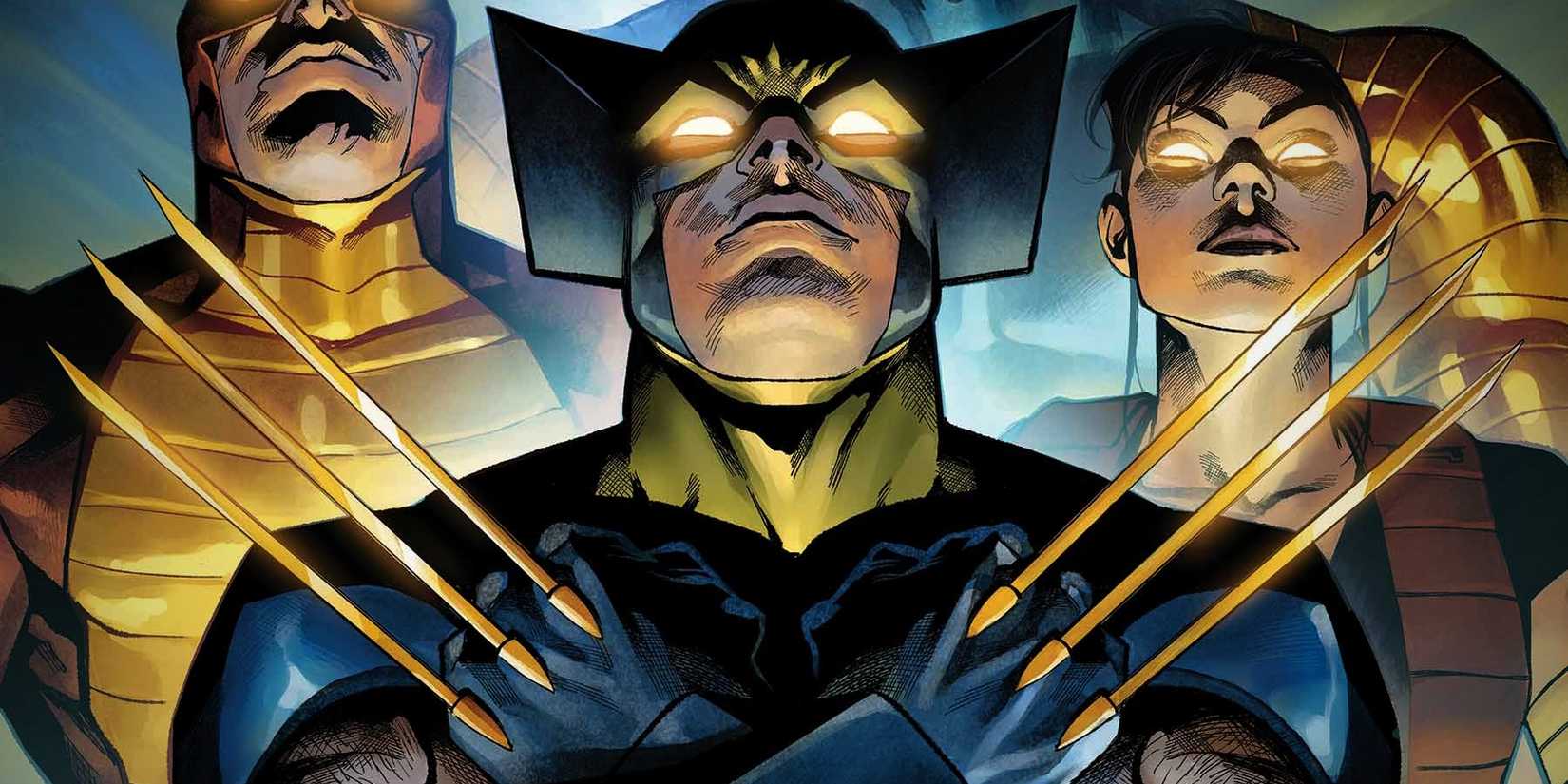 Wolverine with Claws and Glowing Yellow Eyes in Comic Art