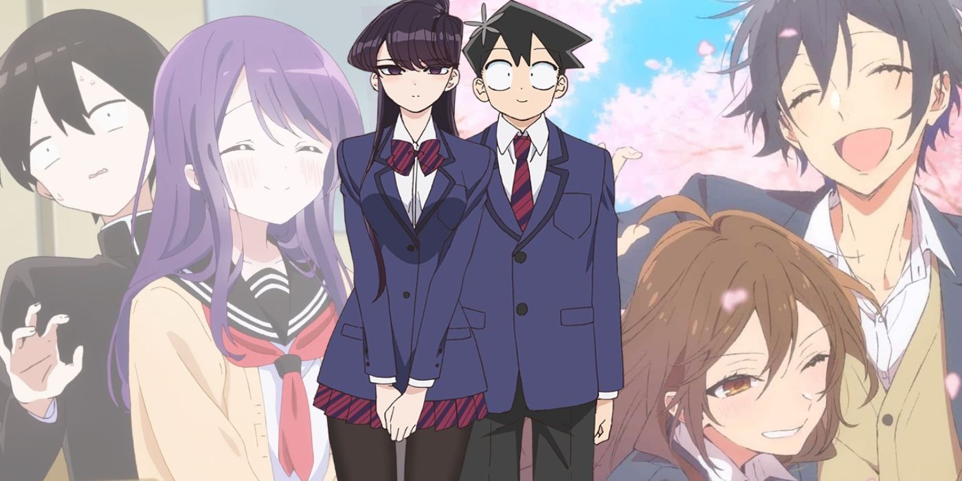 Komi and Tadano in front of Kubo Won't Let Me Be Invisible and Horimiya posters