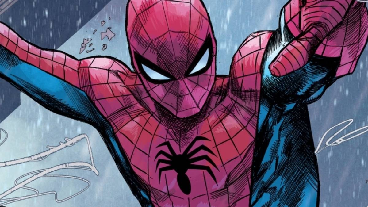 Spider-Man swinging through New York City in Ultimate Spider-Man.