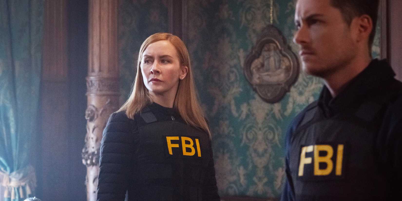 Eva-Jane Willis as Europol Agent Megan “Smitty” Garretson and Jesse Lee Soffer as Supervisory Special Agent Wesley "Wes" Mitchell in FBI: International season 4, episode 11