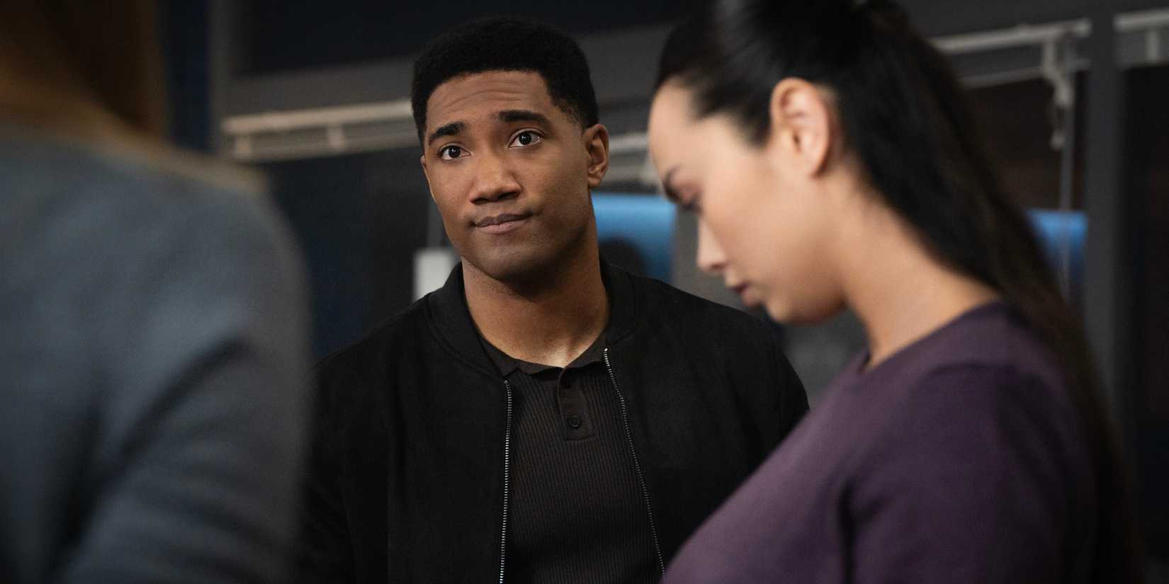 Carter Redwood as Special Agent Andre Raines and Vinessa Vidotto as Special Agent Cameron Vo in FBI: International season 4, episode 11