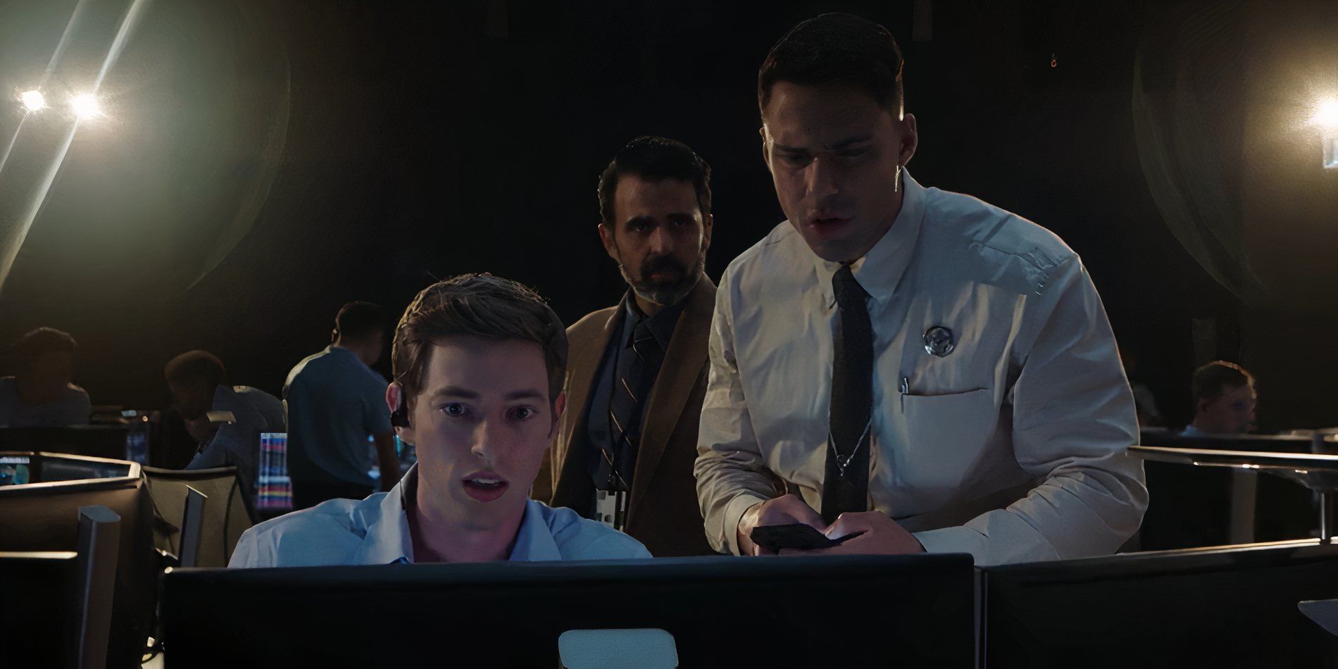 Jackson Pace as Wyatt Harris and Rafael Silva as Carlos Reyes in 9-1-1: Lone Star.