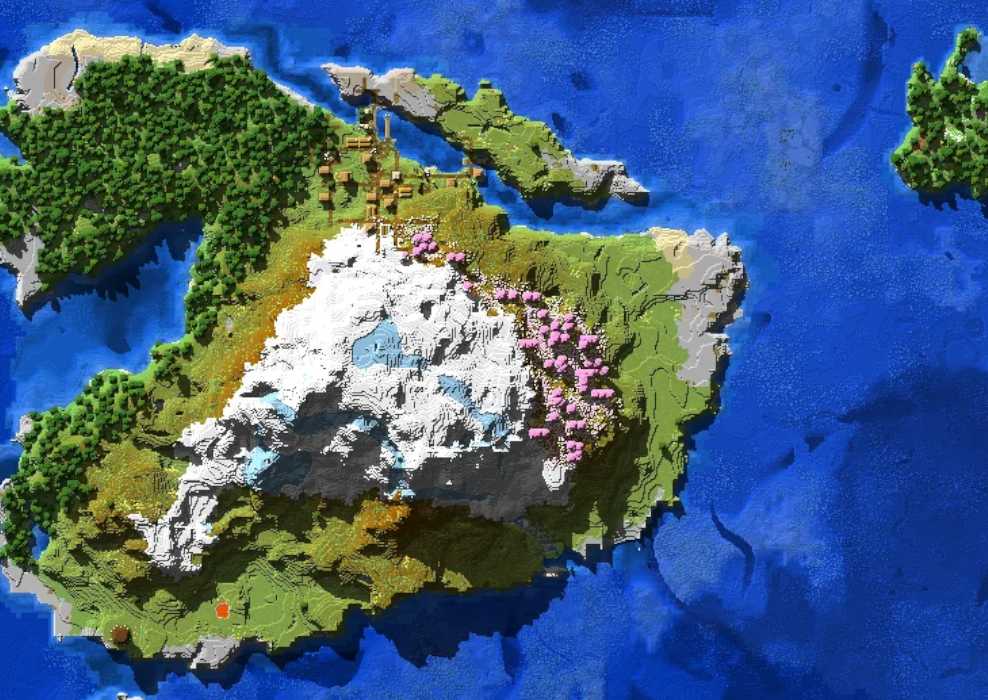 A Island seed from Minecraft showing the full map