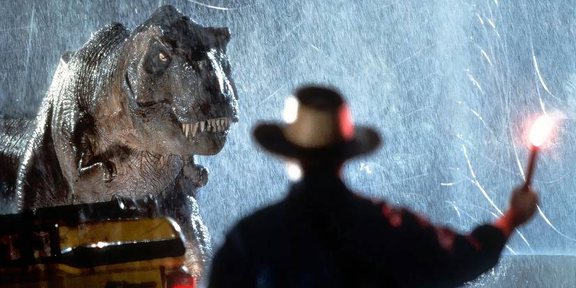 Alan Grant and the T-Rex from Jurassic Park (1993)