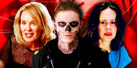 American Horror Story - Evan Peters in Murder House, Jessica Lange in Coven, and Sarah Paulson in Asylum