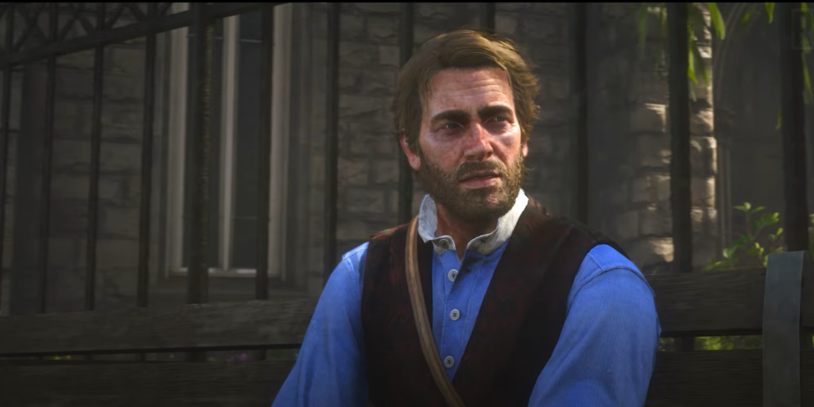 Arthur sitting and talking about his diagnosis Red Dead Redemption 2.