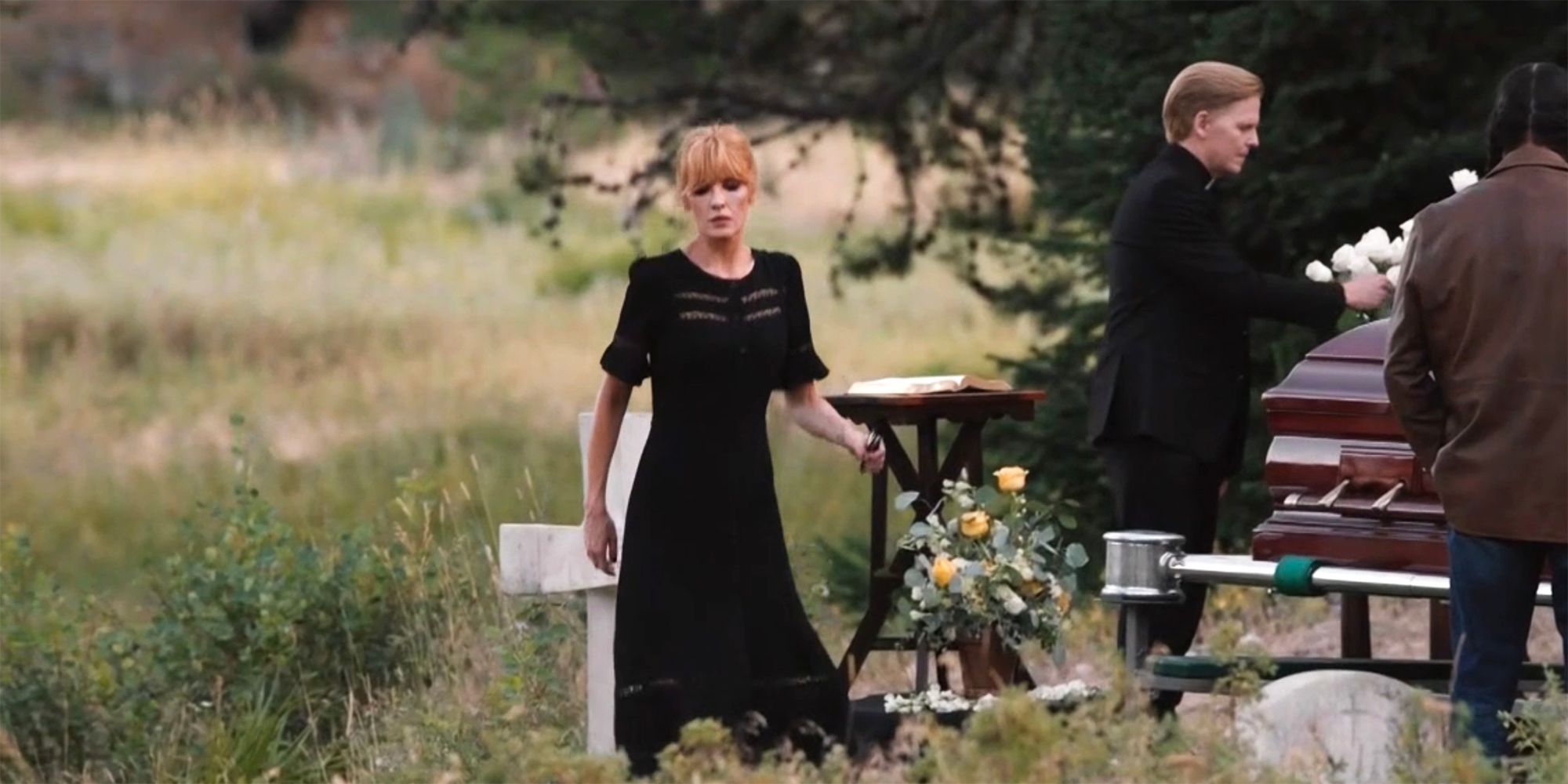 Beth leaving John's funeral in Yellowstone