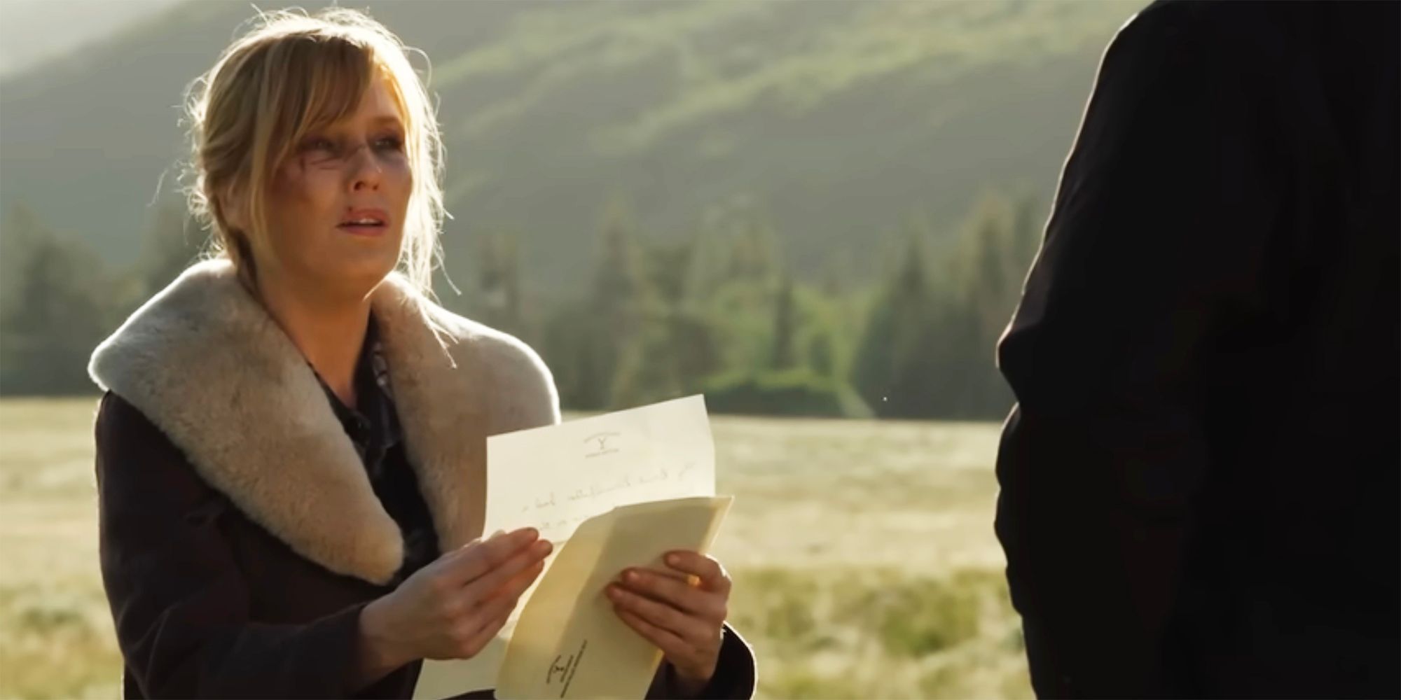 Beth reading Rip John's letter in Yellowstone