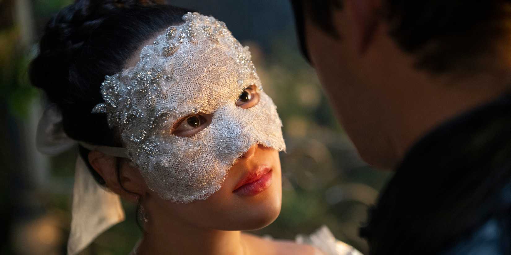 Sophie Baek (Yerin Ha) Looking Up At Benedict At The Masquerade Ball In Bridgerton Season 4, Episode 1