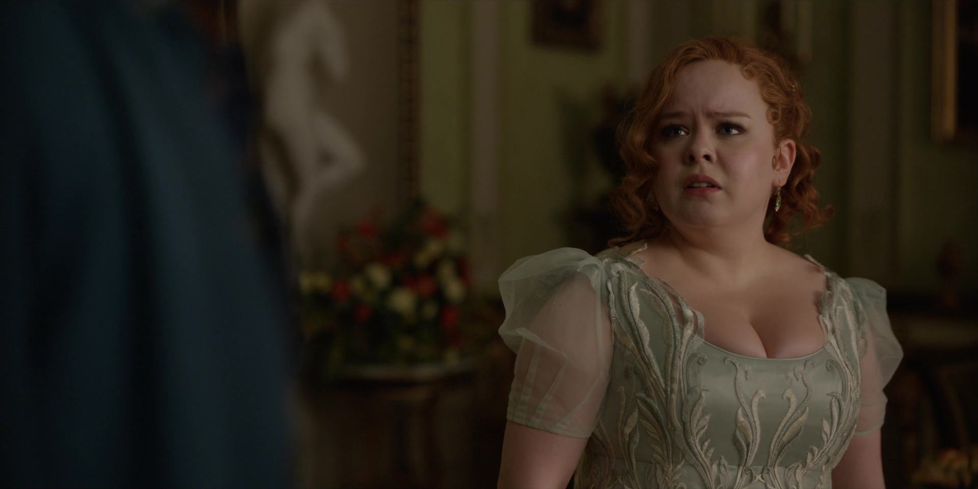 Penelope Featherington (Nicola Coughlan) Looking At Colin In Bridgerton Season 3, Episode 5, 