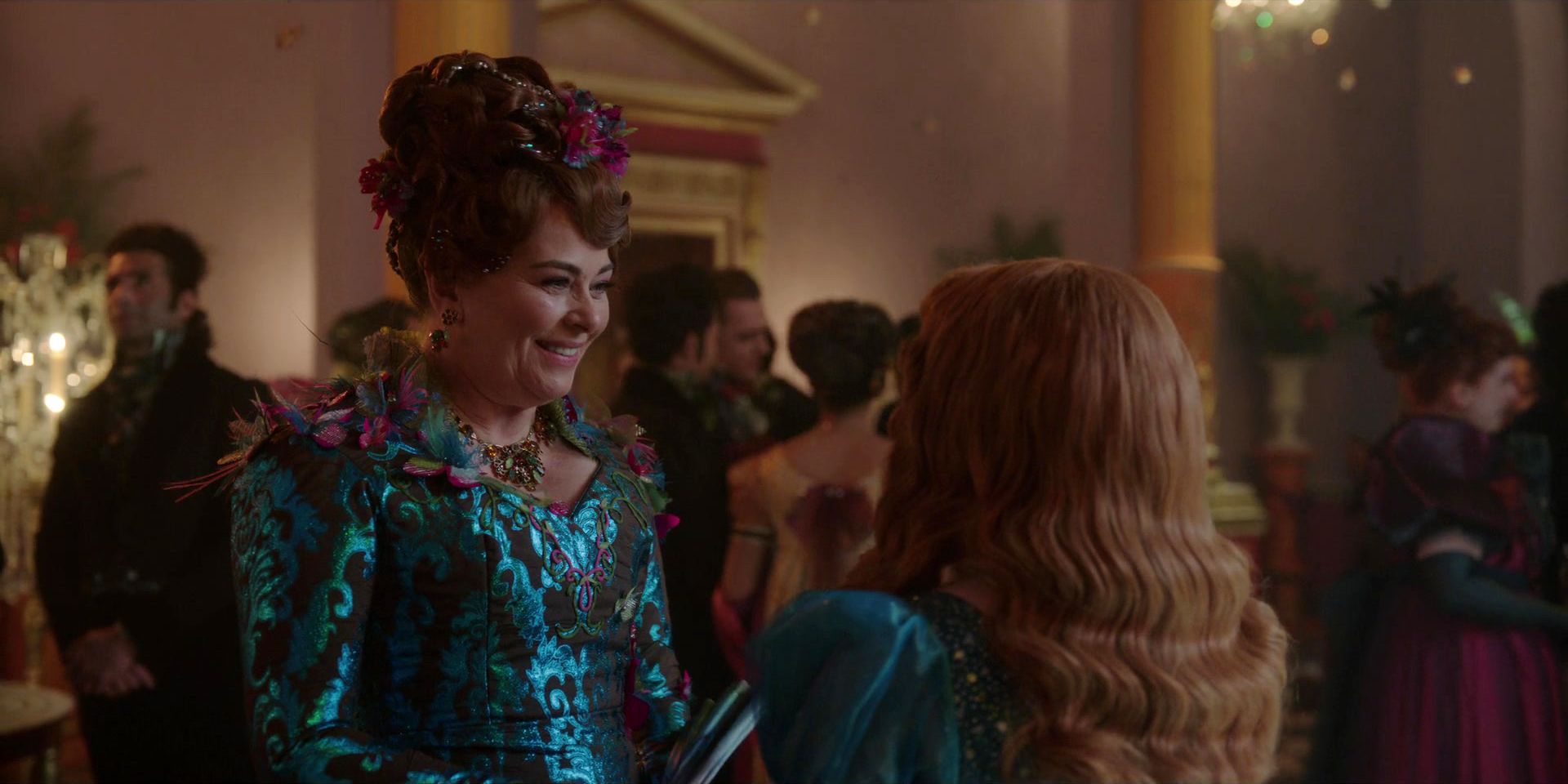 Portia Featherington (Polly Walker) Smiling At Penelope In Bridgerton Season 3, Episode 8, 