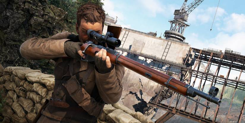 Character Aiming And Looking Into Their Rifle In Sniper Elite Resistance.