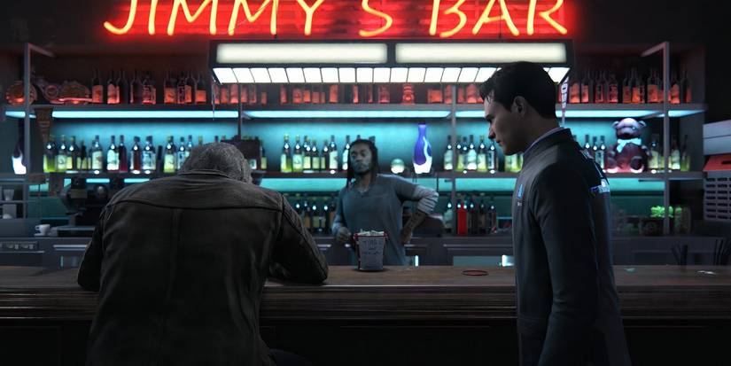 Characters From Detroit Become Human Sitting Around A Bar.