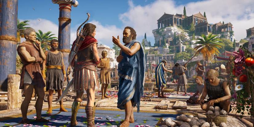 Characters Standing Around And Talking In Assassin’s Creed Odyssey.