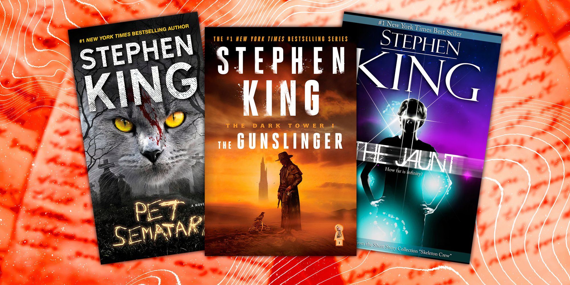 Covers of Pet Sematary, The Gunslinger and The Jaunt by Stephen King