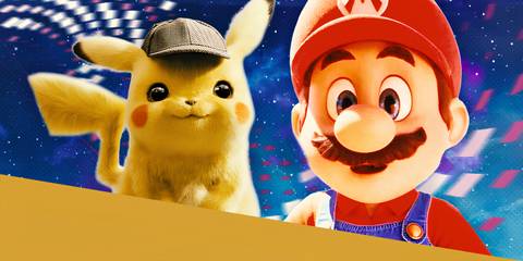 Detective Pikachu Next to Mario from the Super Mario Bros Movie