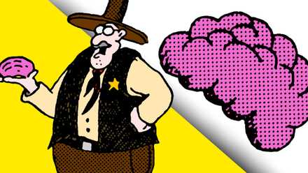 far side art of a brain and a cowboy