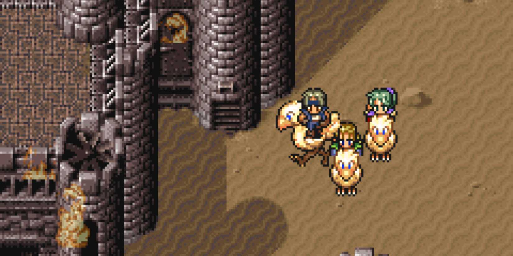 Figaro castle on fire in Final Fantasy 6