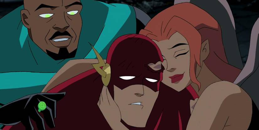 flash and other heroes in 'divided we fall' episode of justice league unlimited