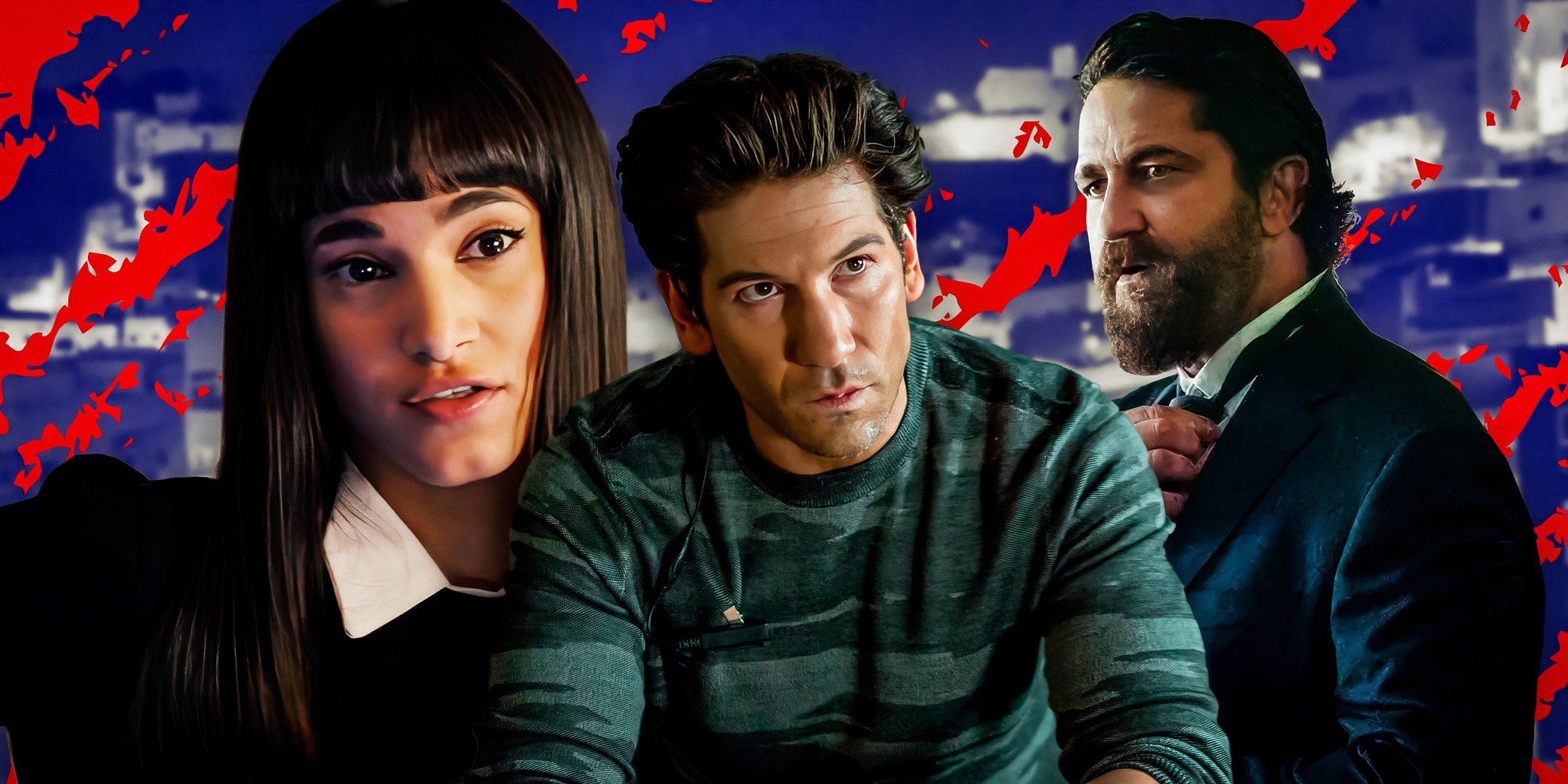 Gerard Butler from Den of Thieves 2, Jon Bernthal from The Accountant, and Sofia Boutella from Kingsman