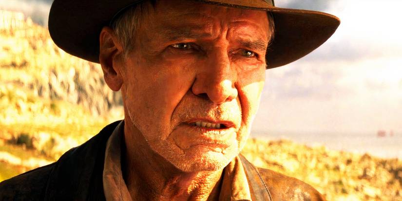Harrison Ford looking distressed as Indy in Indiana Jones and the Dial of Destiny