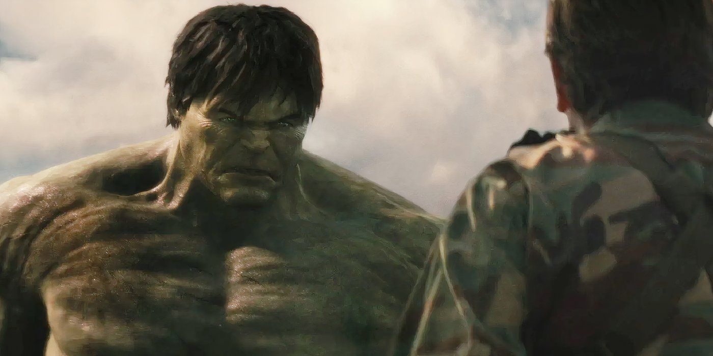 Hulk scowls at emile blonskey in the incredible hulk