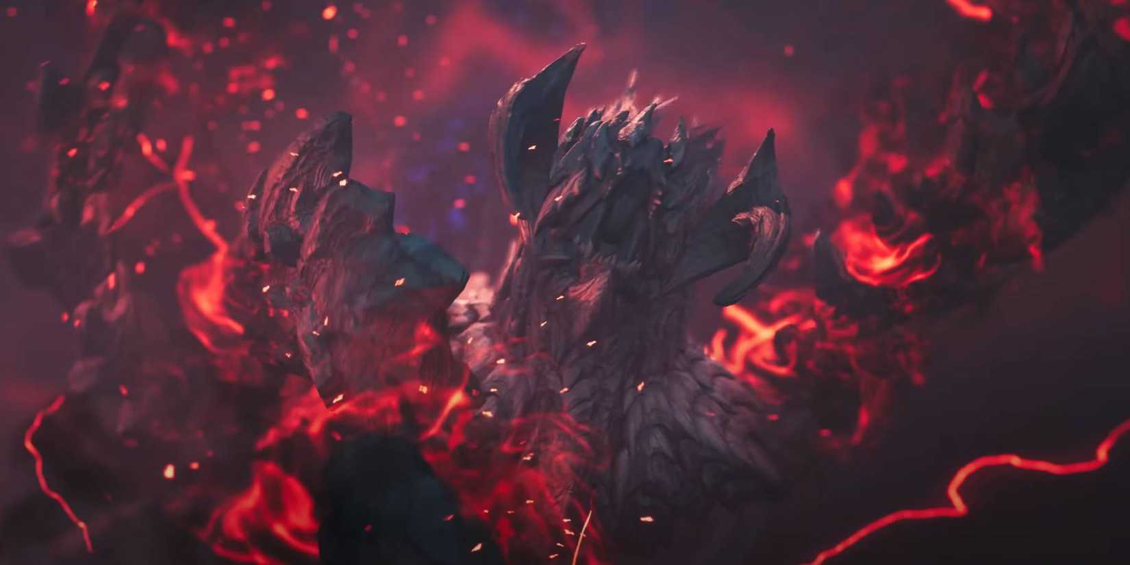 Monster Hunter Wilds Guardian Arkveld monster charging demon energy for next attack