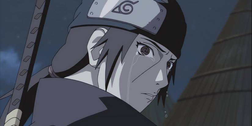 Itachi crying after killing his family.