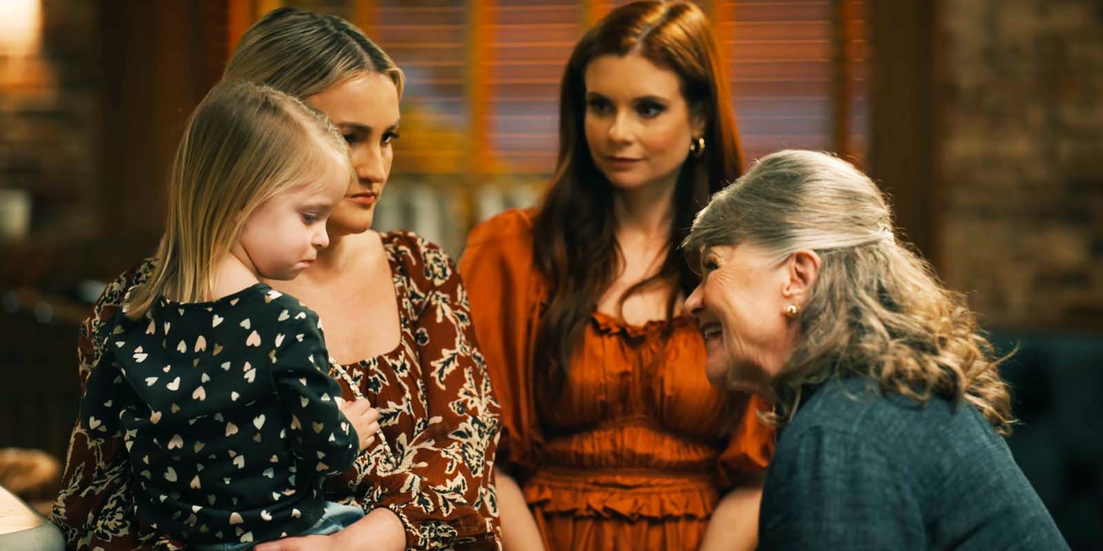 Jamie Lynn Spears as Noreen, JoAnna Garcia Swisher as Maddie and Judith Ivey as Bonnie in Sweet Magnolias season 4, episode 3