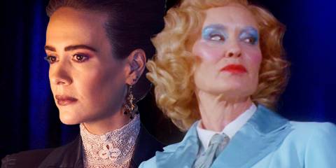 Jessica Lange from American Horror Story Freak Show back to back with Sarah Paulson from Coven