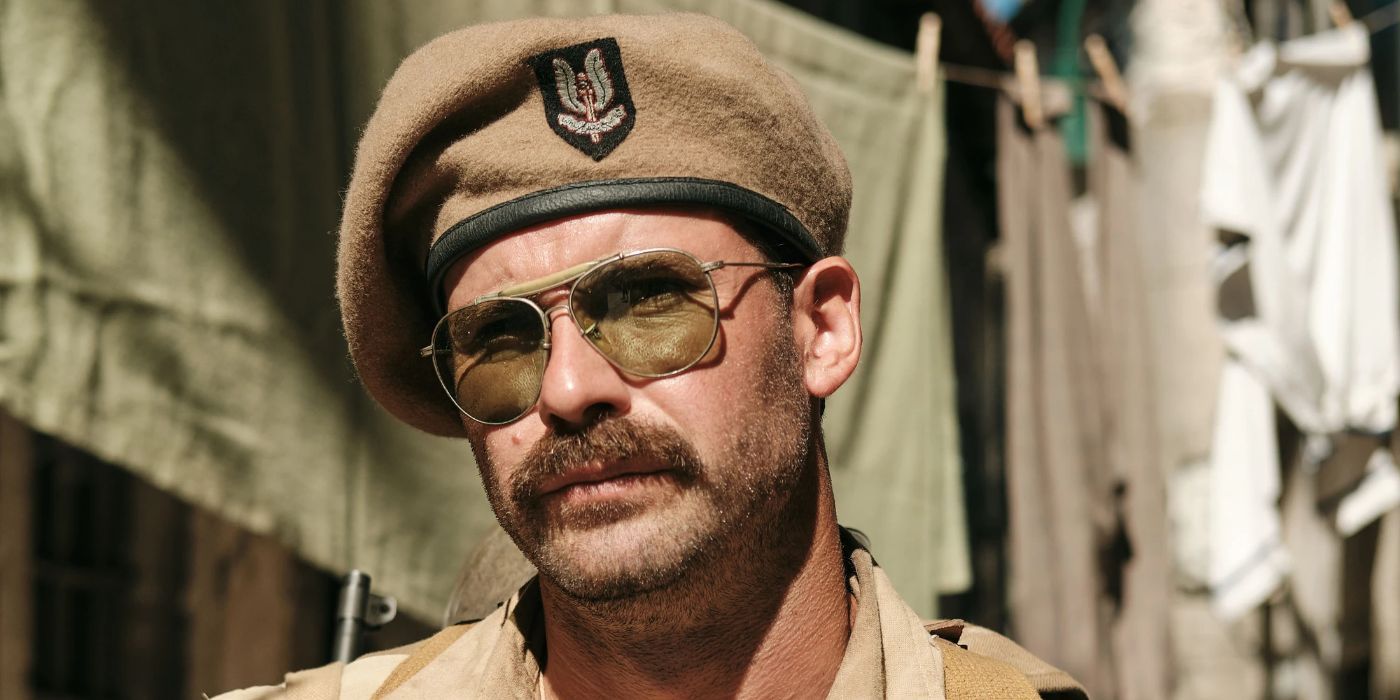 Jock McDiarmid (Mark Rowley) staring at something in SAS Rogue Heroes.