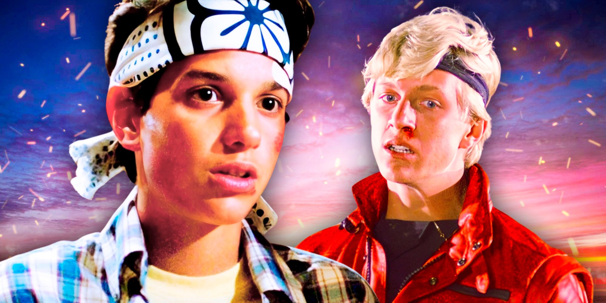 Johnny and Daniel in the original Karate Kid movie