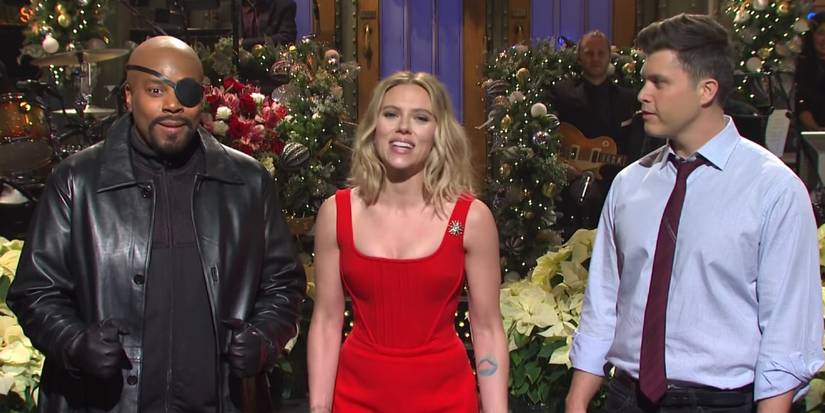 Kenan-Thompson-Scarlet-Johasson-And-Colin-Jost-in-Snl