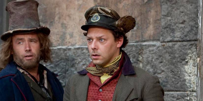 Moist von Lipwig and associate from the live action Discworld Going Postal