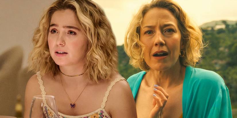 Лейри, выглядящая шокированной на скале в 3 сезоне "Белого лотоса" (2025), рядом с Портией, выглядящей обеспокоенной за ужином в 2 сезоне "Белого лотоса" (2022)