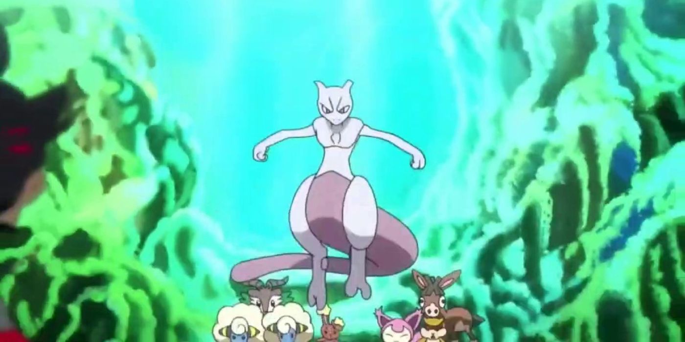 Mewwto Leading A Stampede of Pokemon in Journeys