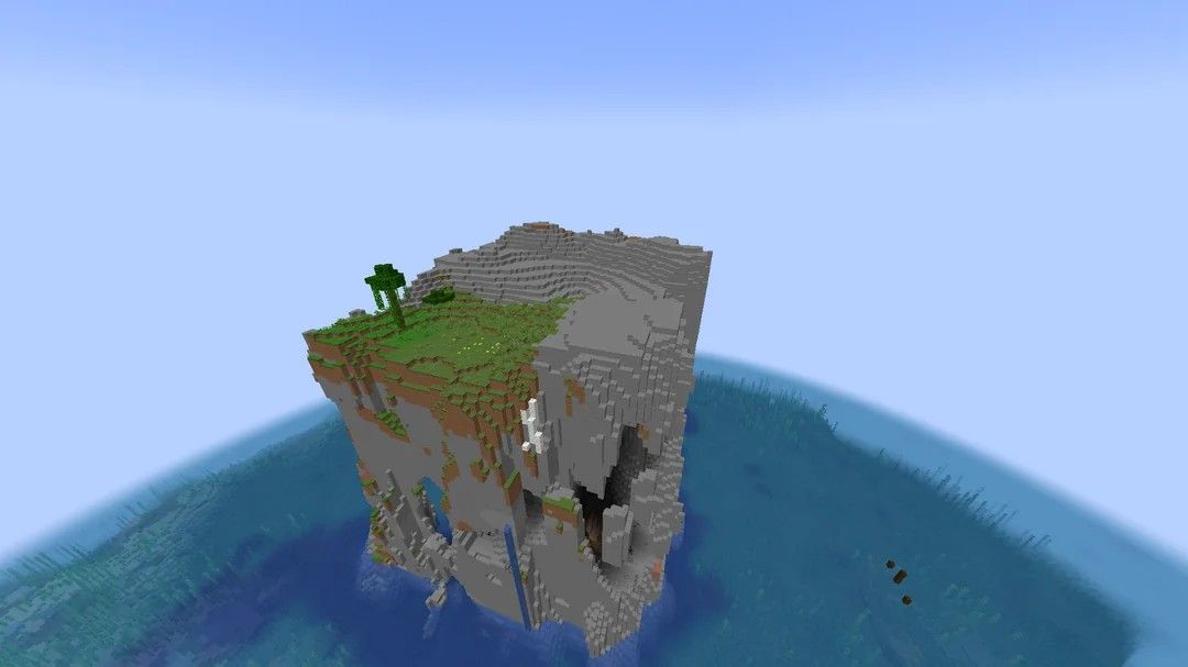 Minecraft jagged rock island in the middle of the ocean