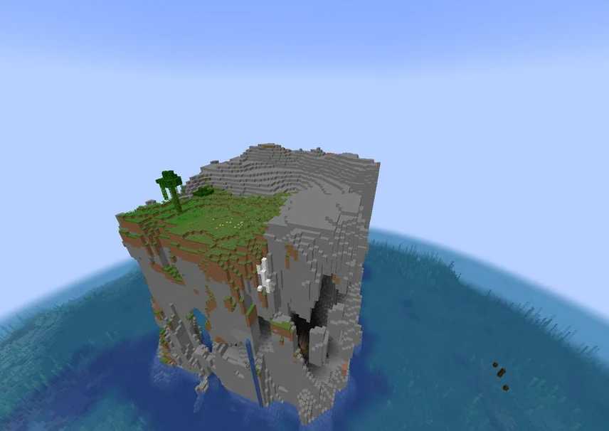 Minecraft jagged rock island in the middle of the ocean