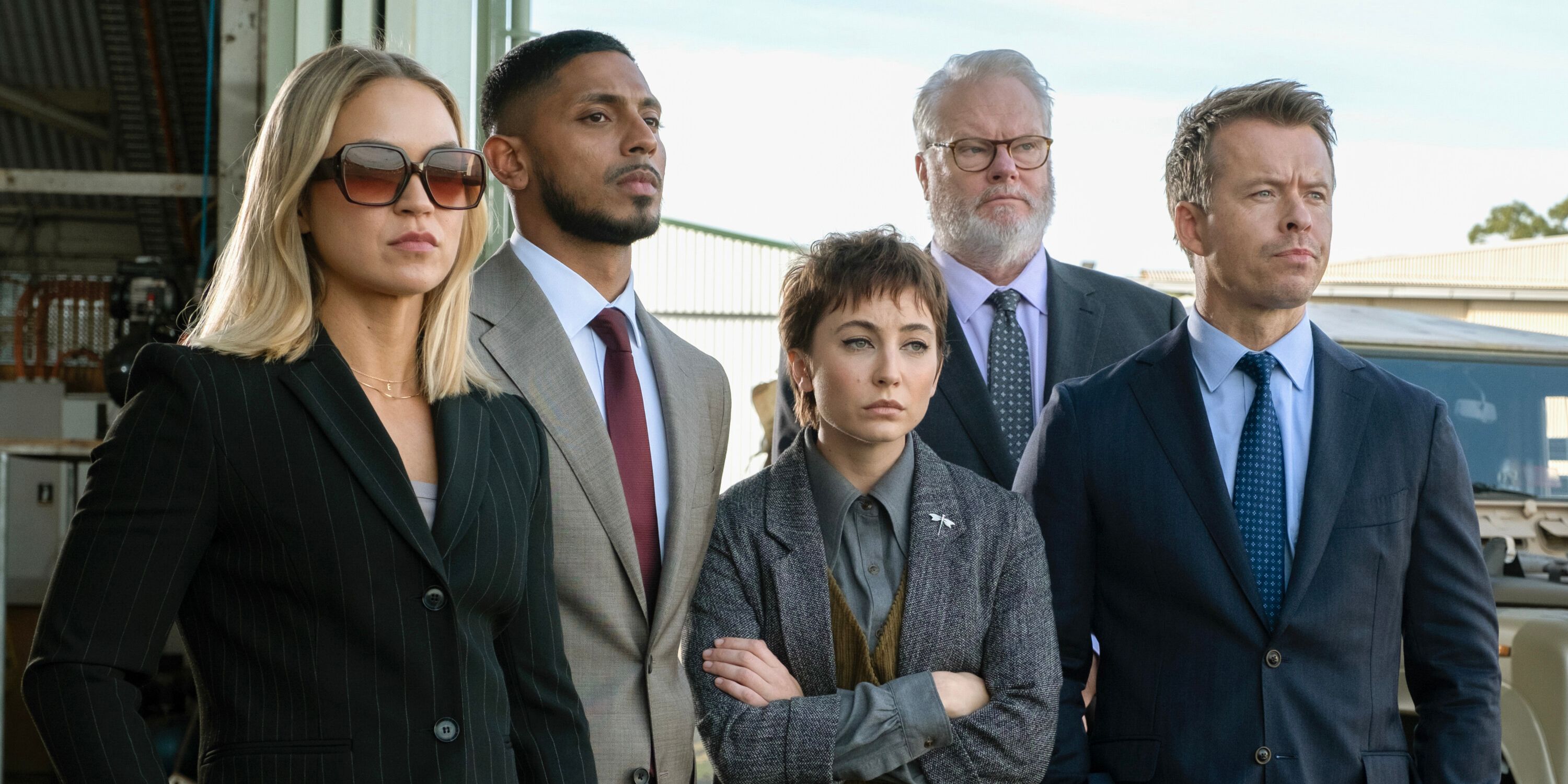 Group photo of Evie, Deshawn, Blue, Penrose, and Dempsey in NCIS: Sydney