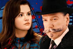 Selena Gomez as Mabel in Only Murders in the Building and Kenneth Branagh as Hercule Poirot in Murder on the Orient Express