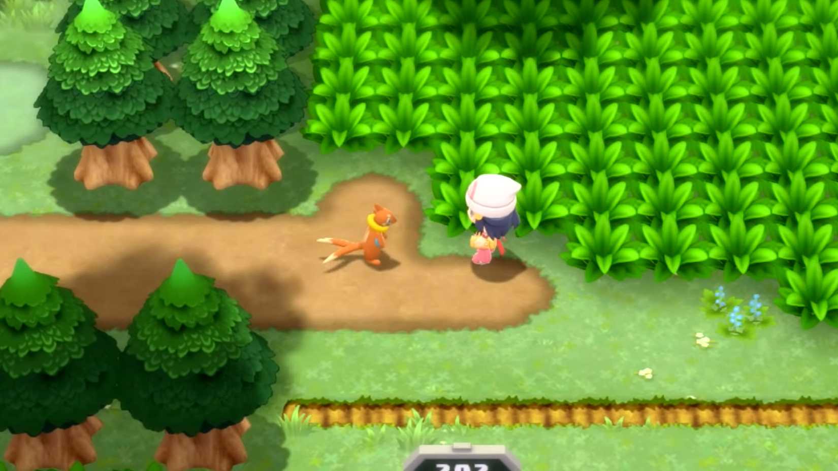 Pokemon brilliant diamond and shining pearl character with their pokemon next to high grass