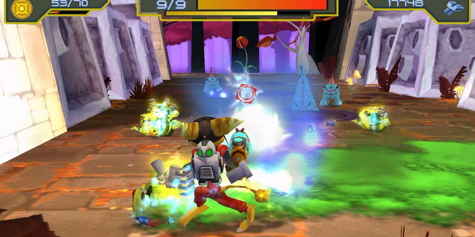 Ratchet and Clank erschießt Monster in Size Matters