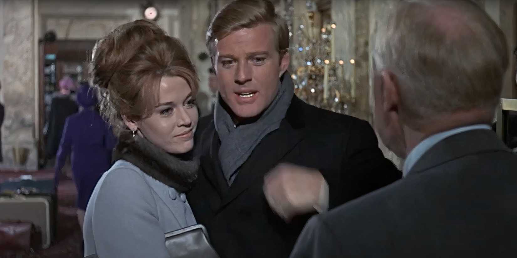 Jane Fonda and Robert Redford as Corie and Paul in Barefoot in the Park.