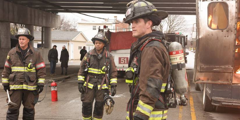 Severide, Ritter, and Carver standing outside in Chicago-Fire