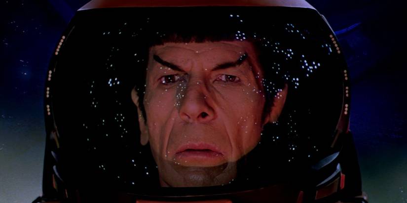 Spock looks shocked while flying in space in Star Trek The Motion Picture