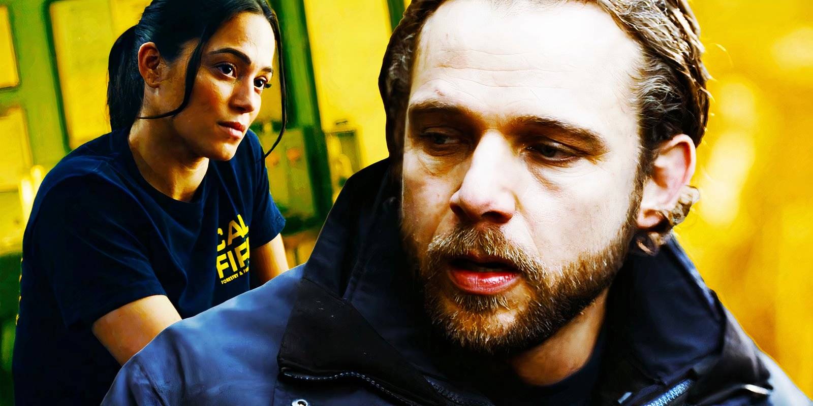 Stephanie Arcila as Gabriela Perez and Max Thieriot as Bode Leone in Fire Country season 3 episode 12