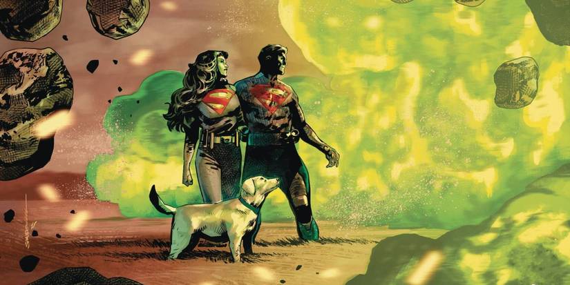 Pais do Super-Homem e Krypto em um Krypton explodindo na capa cortada do Super-Homem absoluto #3-1