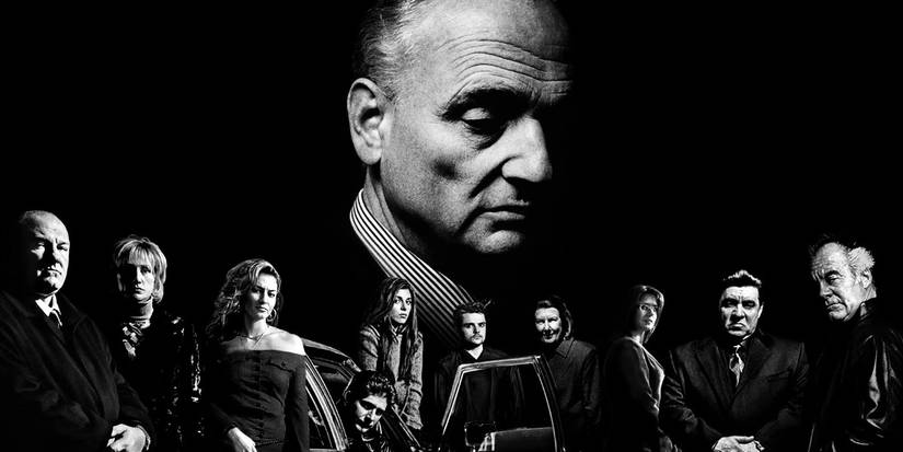 Capa do livro Wise Guy com David Chase sério na frente do elenco de The Sopranos.