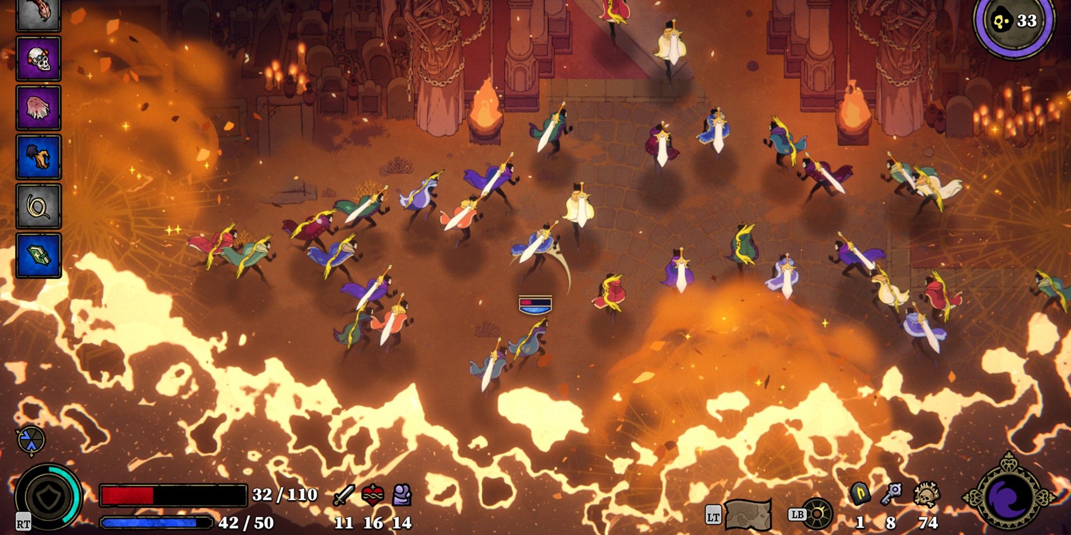 Screenshot showing a 33 player lobby in 33 Immortals